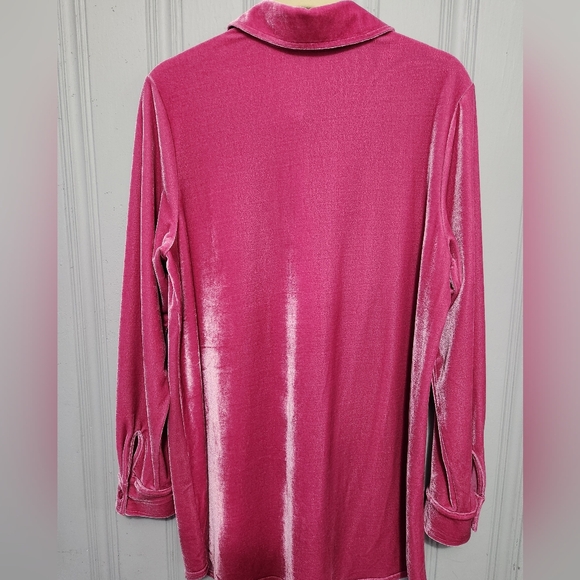 Soft Surroundings Fuchsia Velvet Button-Down Boyfriend Shirt New With Tags! - Picture 6 of 7